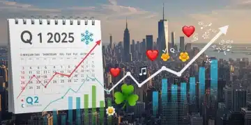 Q1 and Q2 2025 seasonal sales calendar with growth charts