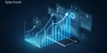 AI-powered CRM dashboard showing sales growth and data analytics