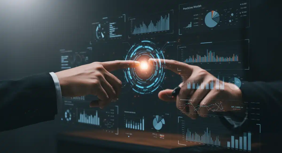 Sales team utilizing AI prediction dashboard for strategic decision-making.