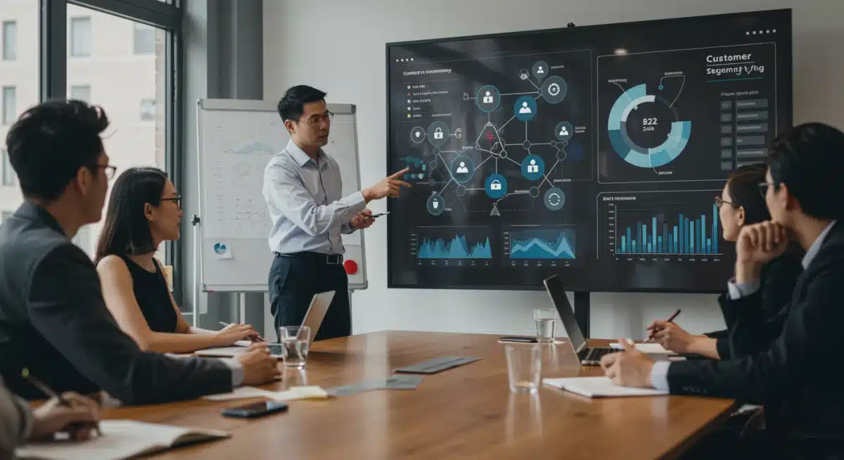 Sales team collaborating on customer journey mapping for 2025 B2B strategies