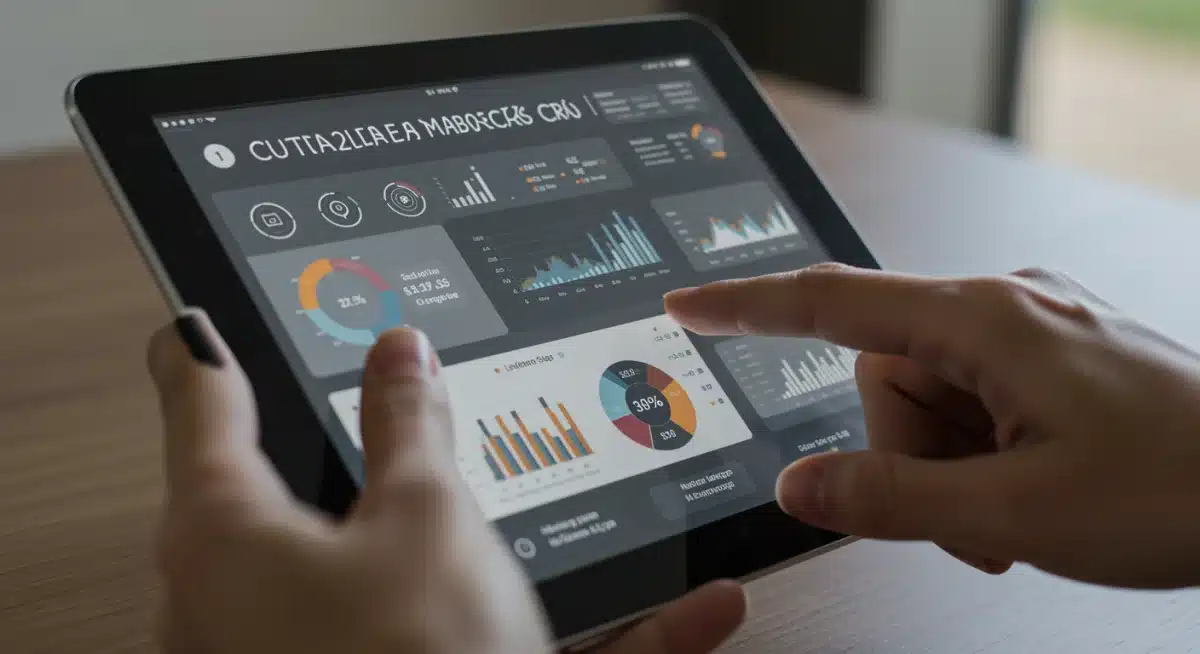 Customizable CRM dashboard interface on a tablet for sales managers
