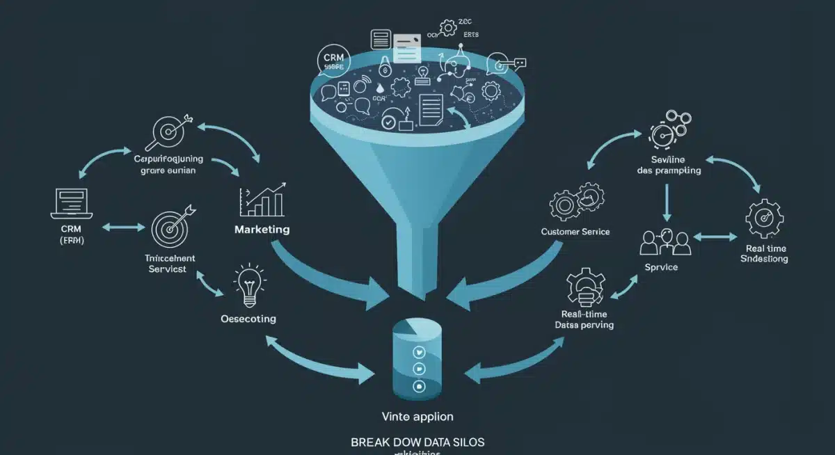 Infographic depicting data flow and silo reduction