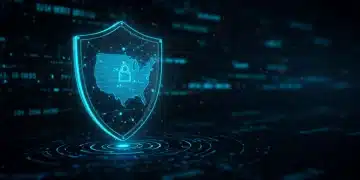 Digital shield protecting US sales data in a CRM system from cyber threats.