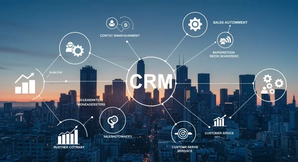 Infographic detailing essential CRM features for small businesses