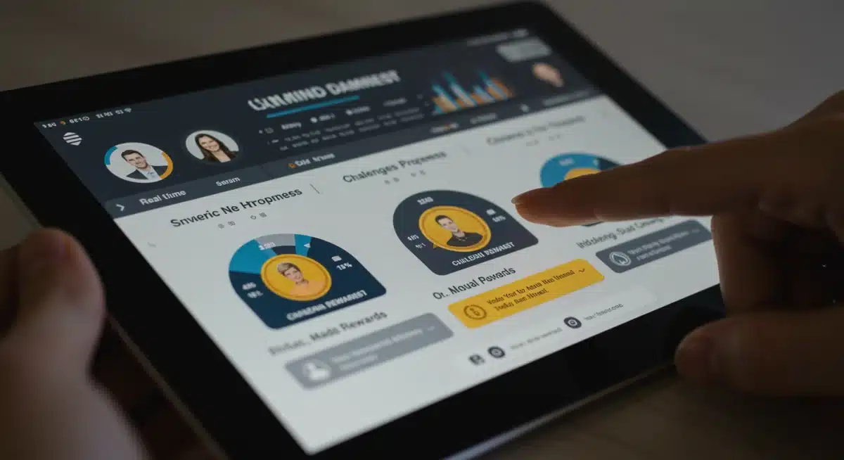 Gamified sales dashboard displaying real-time metrics and team progress.