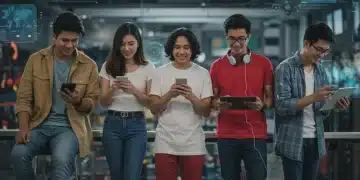 Gen Z consumers engaging with digital devices, illustrating modern sales trends