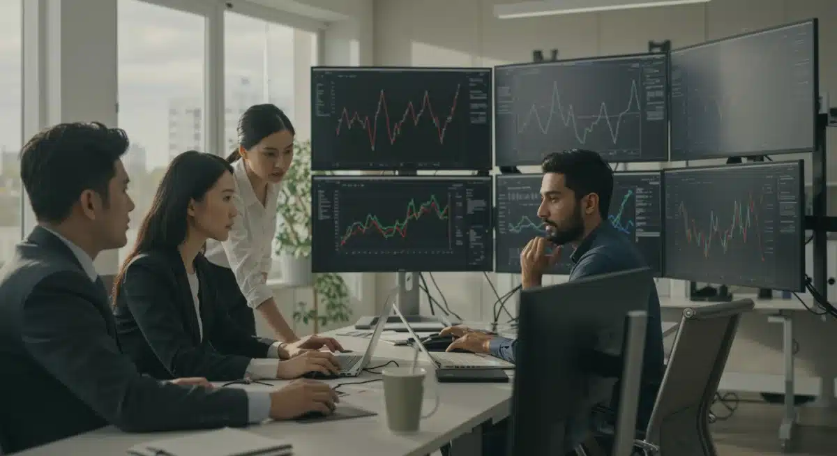 Professionals analyzing market data for strategic investment decisions