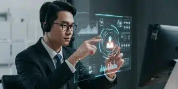 Sales rep receiving real-time AI coaching during a virtual call, showing performance metrics and guidance