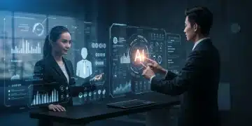 Futuristic sales AI interface enhancing customer experience