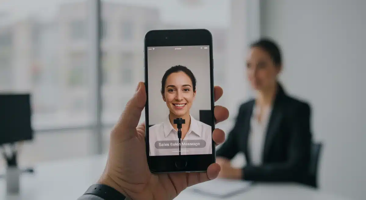 Sales rep recording personalized video message