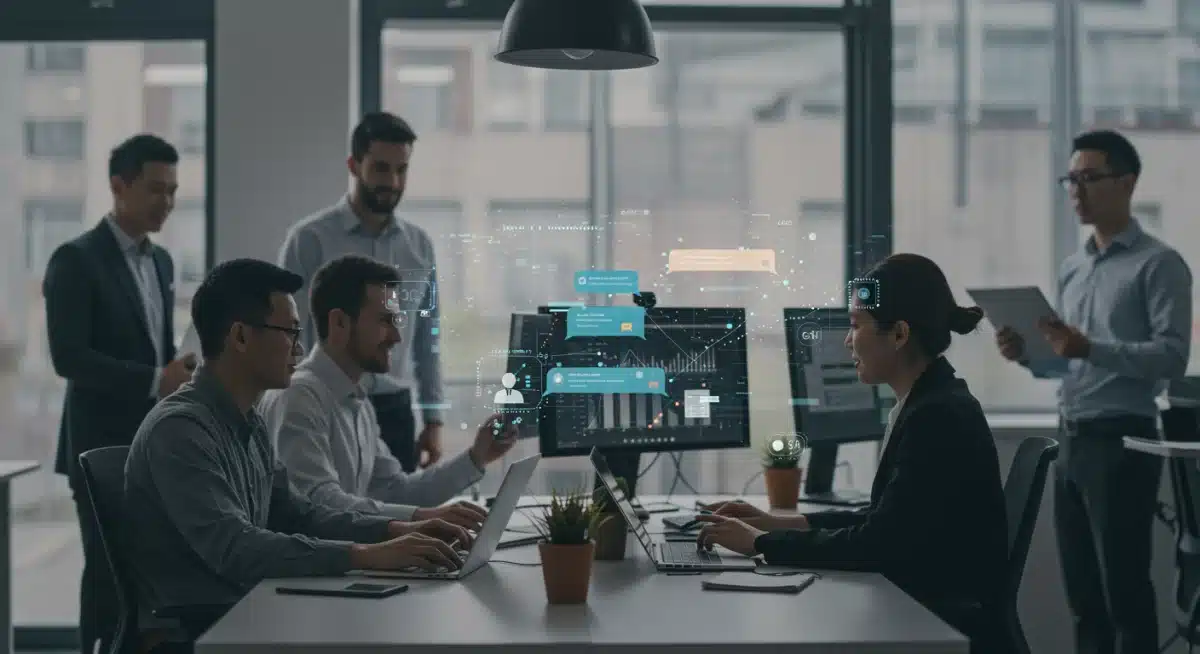 Sales team collaborating with AI tools for enhanced customer engagement