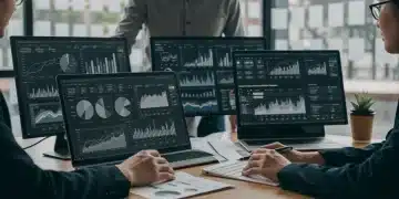 Sales team analyzing advanced CRM reporting for US growth