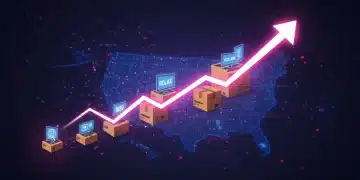 Illustration of subscription model growth with rising revenue charts for US businesses.