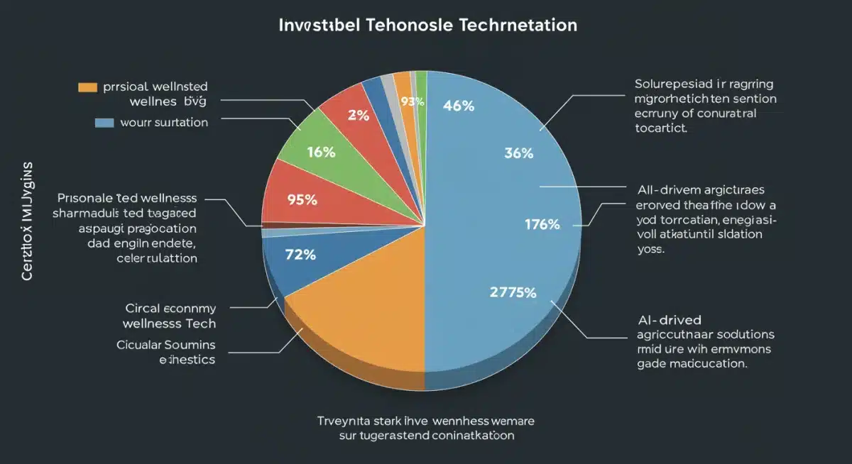 Infographic showing investment allocation in sustainable technology sectors.