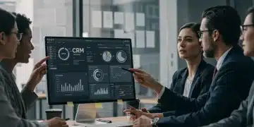 US sales managers analyzing CRM dashboard for daily efficiency gains