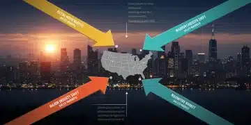 Infographic depicting four major shifts in the U.S. sales markets for 2025, with arrows pointing towards a map of the United States.