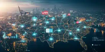Dynamic U.S. supply chain network showing resilience, data flow, and 10% sales growth in 2025