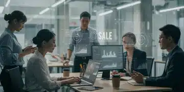 U.S. sales team collaborating virtually on advanced selling platforms